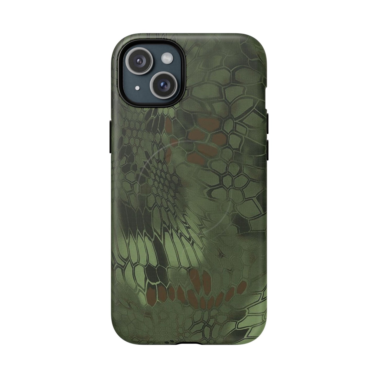 Magnetic Tough Phone Case — Green Camo Flower Snake Skin Protective Cover