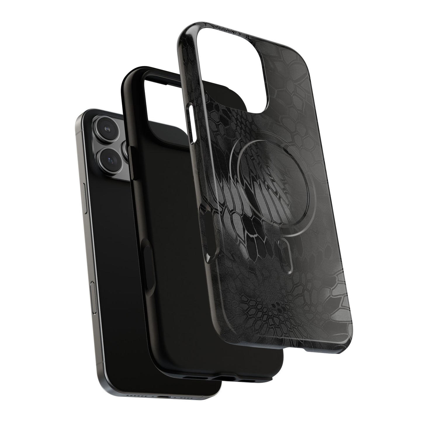 Magnetic Tough Phone Case — Black Snake Skin Protective Cover