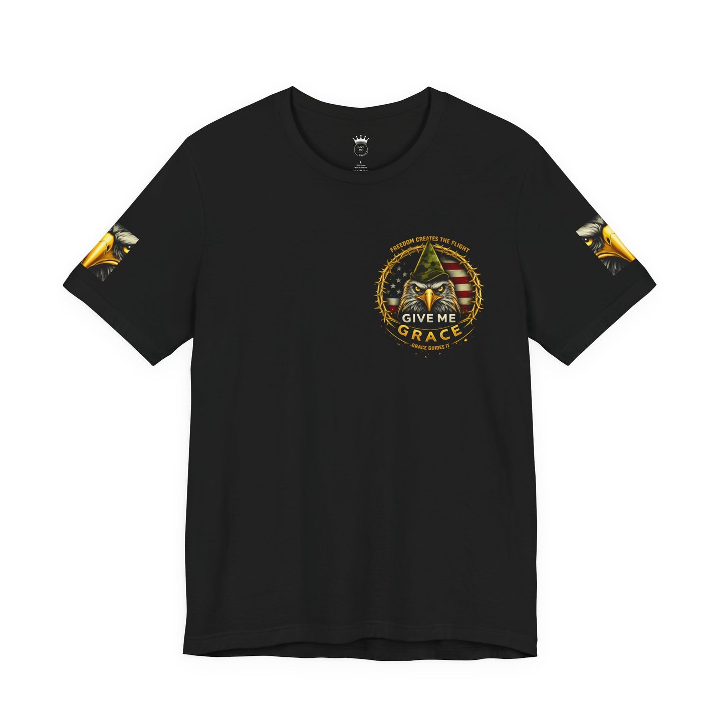 Give Me Grace Eagle design Tee | Patriotic American Flag, Military Helmet, Barbed Wire