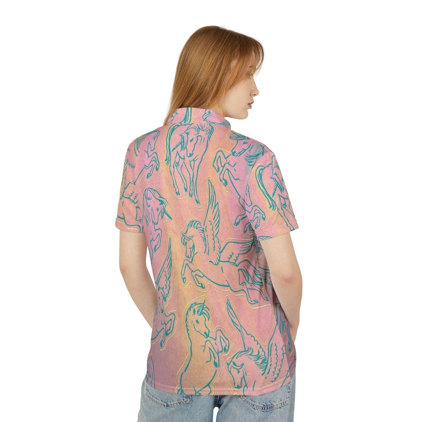 Iridescent Pink Unicorn Polo | Iridescent Unicorn Graphic Polo