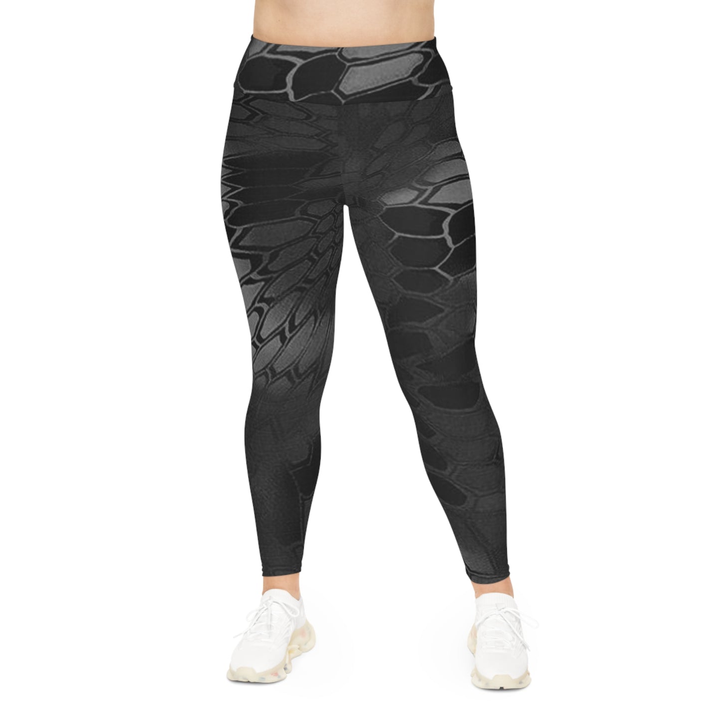 Plus Size Leggings — "Give Me Grace" Camo Snakeskin Floral Print (Up to 6X)