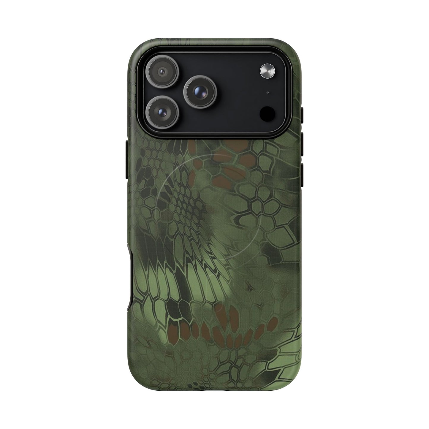 Magnetic Tough Phone Case — Green Camo Flower Snake Skin Protective Cover