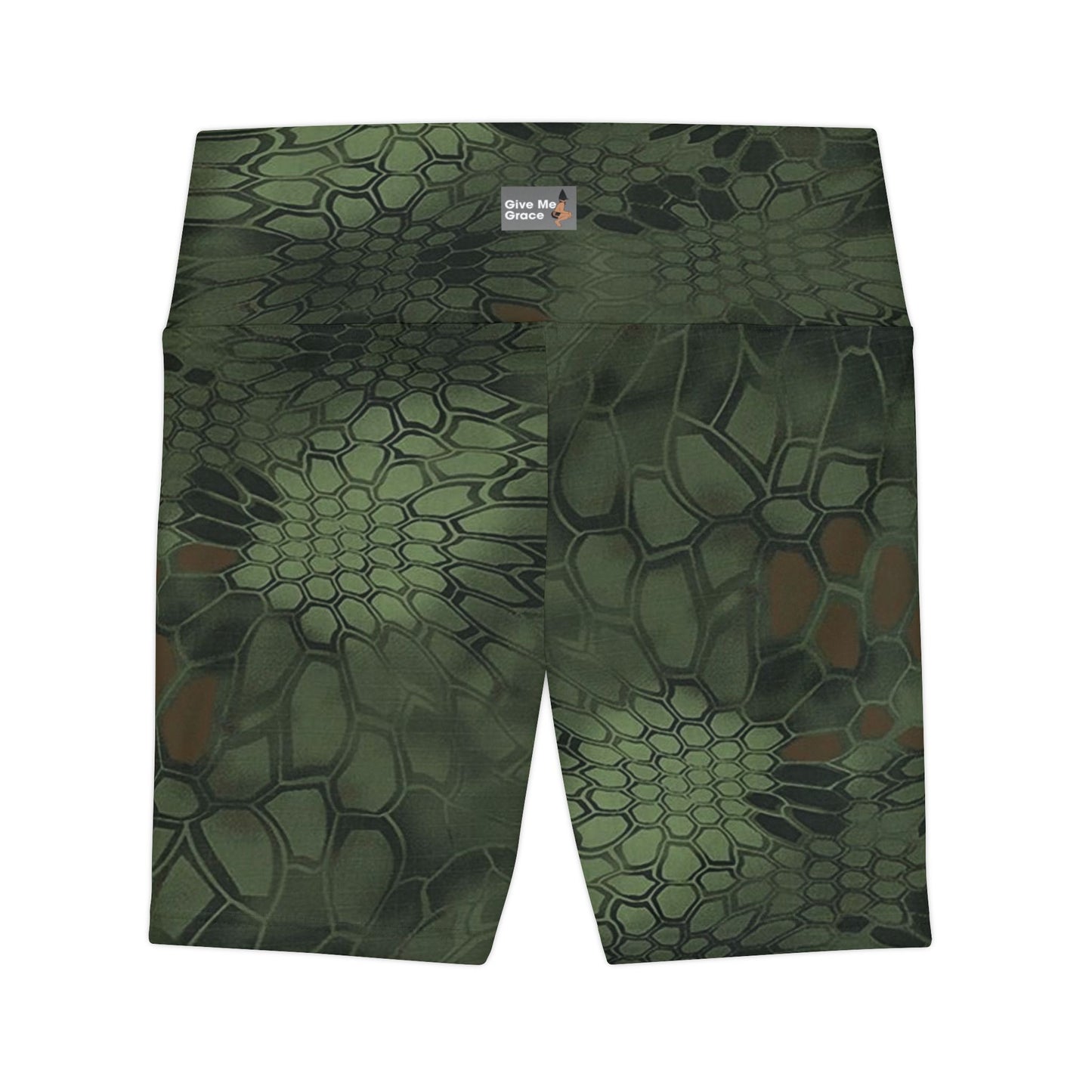 Give Me Grace Green Camo Floral Snakeskin Women's Workout Shorts