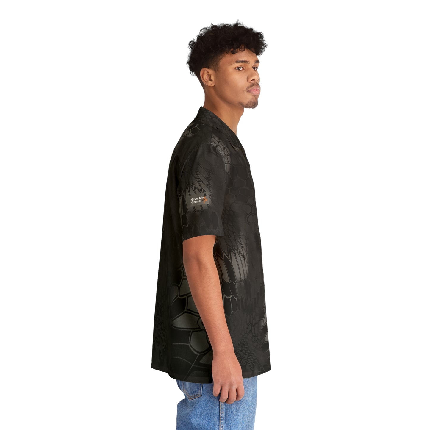 Black Gray Button Up Casual Hawaiian Shirt with Pyramid Hat Print, Sexy and Fun Lightweight Unisex Top, Ideal for Any Occasion, Beachwear,