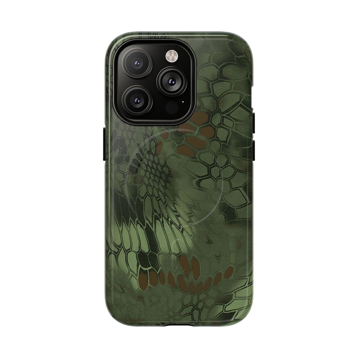Magnetic Tough Phone Case — Green Camo Flower Snake Skin Protective Cover
