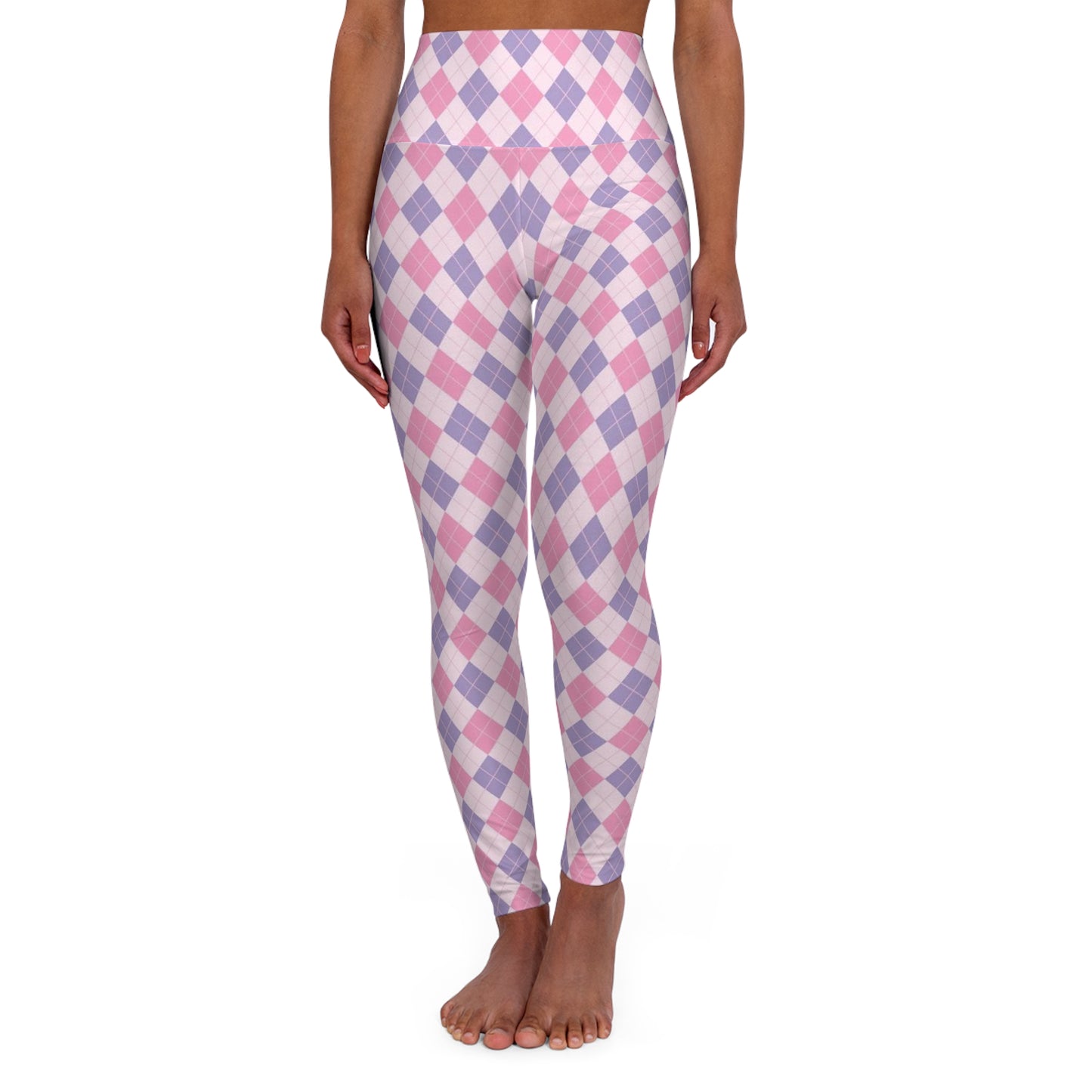 Classic Argyle High-Waisted Yoga Leggings - Pink & Purple — Give Me Grace Print Activewear
