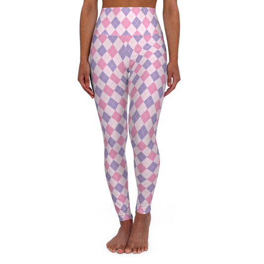 Classic Argyle High-Waisted Yoga Leggings - Pink & Purple — Give Me Grace Print Activewear