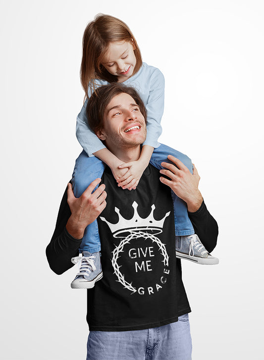 Crowned Grace Long Sleeve Tee, Inspirational Shirt, Gift for Faith, Casualwear, Spiritual Apparel, Everyday Wear