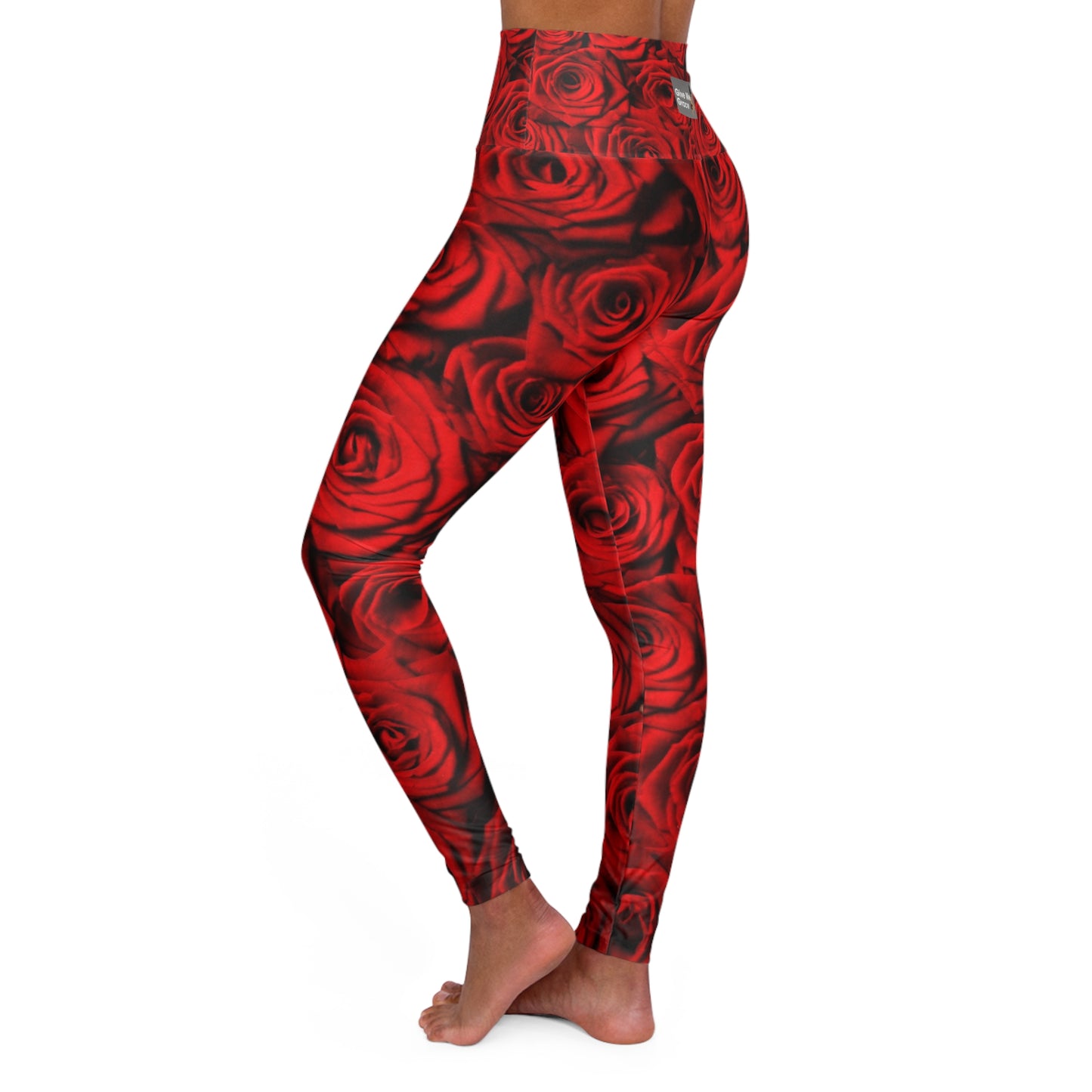 Yoga Leggings - Timeless Red Roses Print