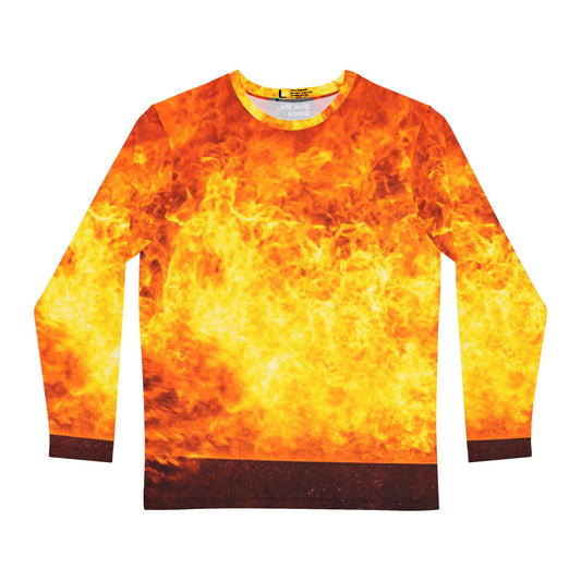 Cool Fire Design Tshirt Unisex Manly, Long Sleeve Shirt for Him, Masculine Fire Graphic Tee, Unique Men's Fashion Top,