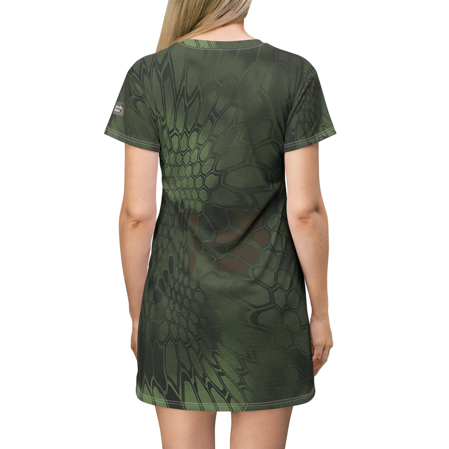 Give Me Grace Green Signature Snakeskin Lace Camo Croc Mix T-Shirt Dress
