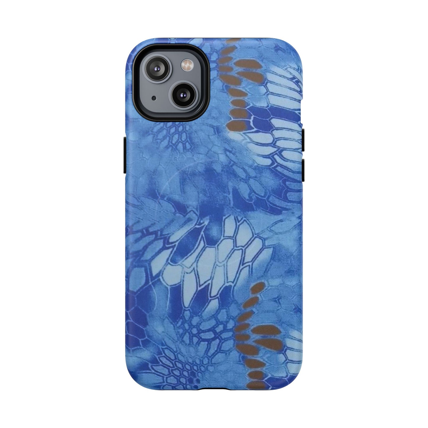 Magnetic Tough Phone Case — Blue Camo Flower Snake Skin Protective Cover