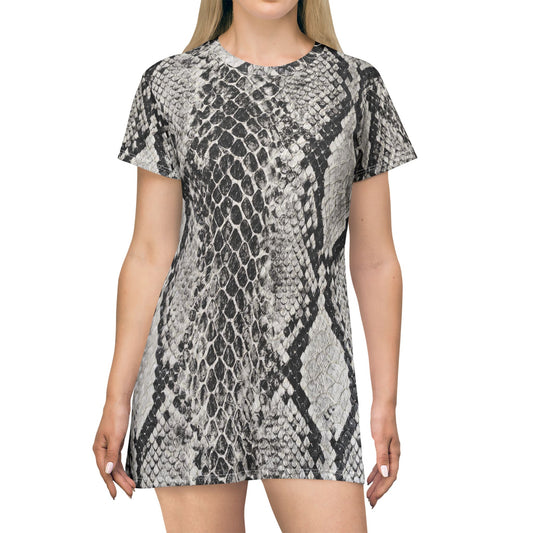 Snakeskin Print T-Shirt Dress — Classic Timeless Showstopper