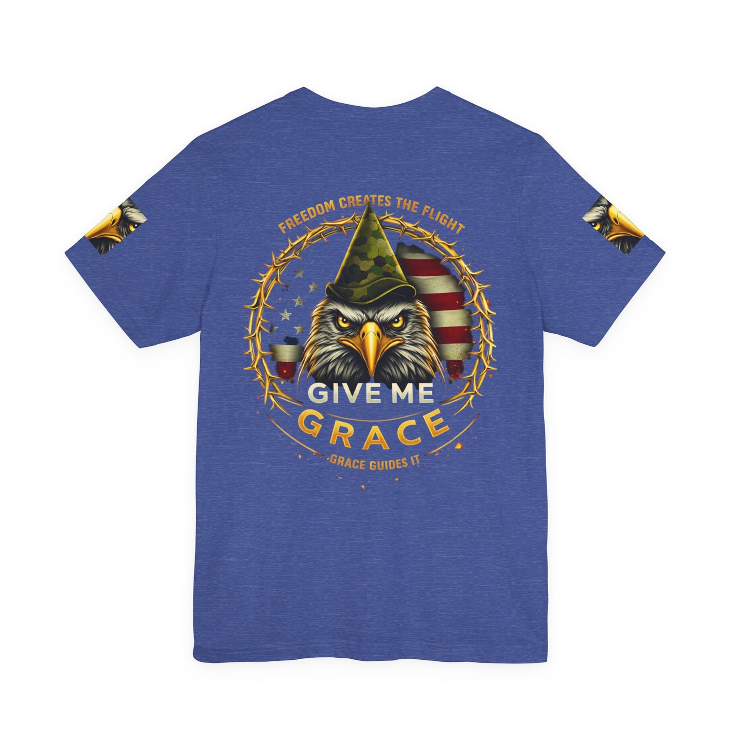 Give Me Grace Eagle design Tee | Patriotic American Flag, Military Helmet, Barbed Wire