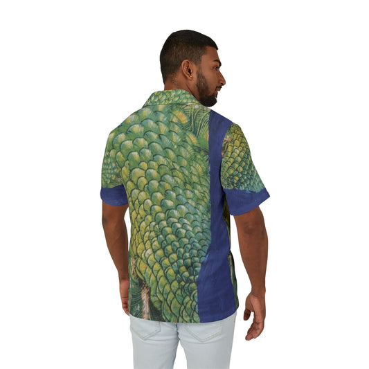 Peacock Graphic Hawaiian Camp Shirt — Island Yachting & Date Night Print