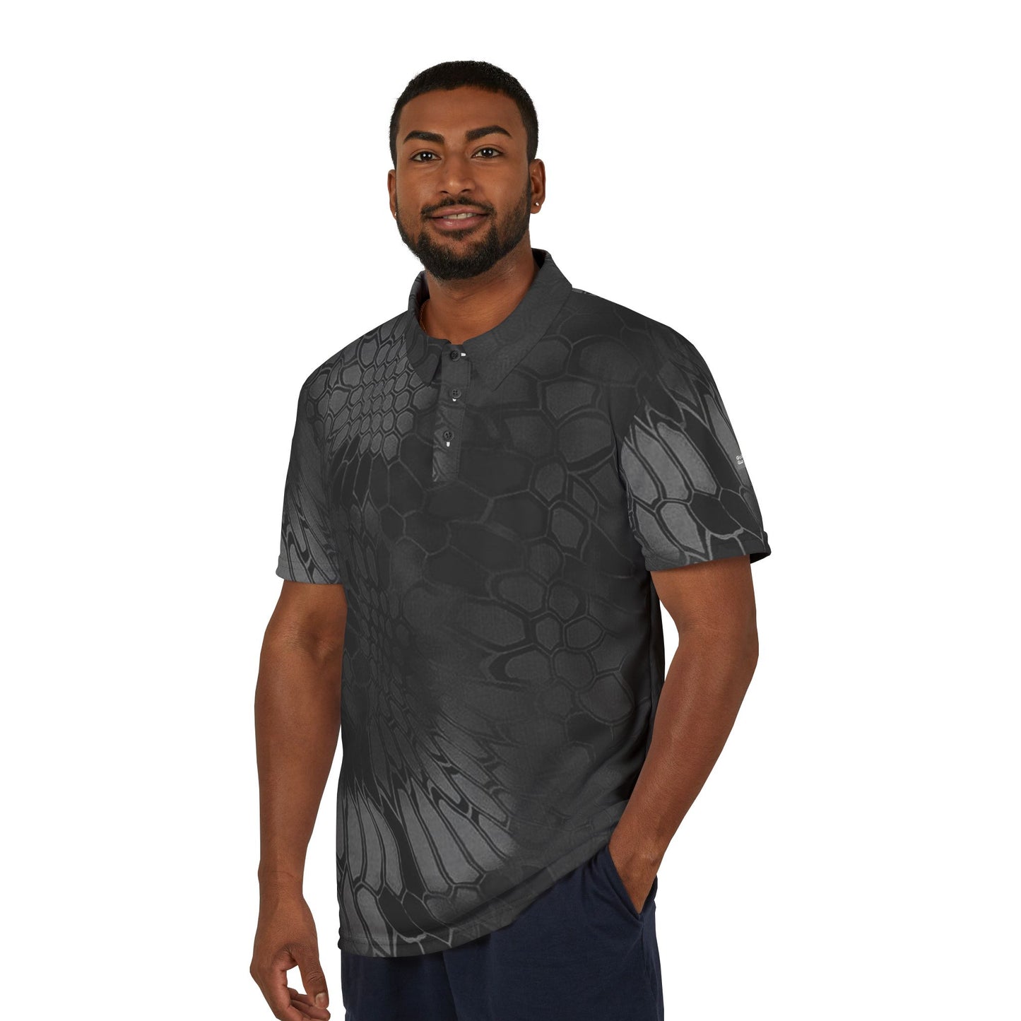 Give Me Grace Black Camo Floral Lace Polo Shirt