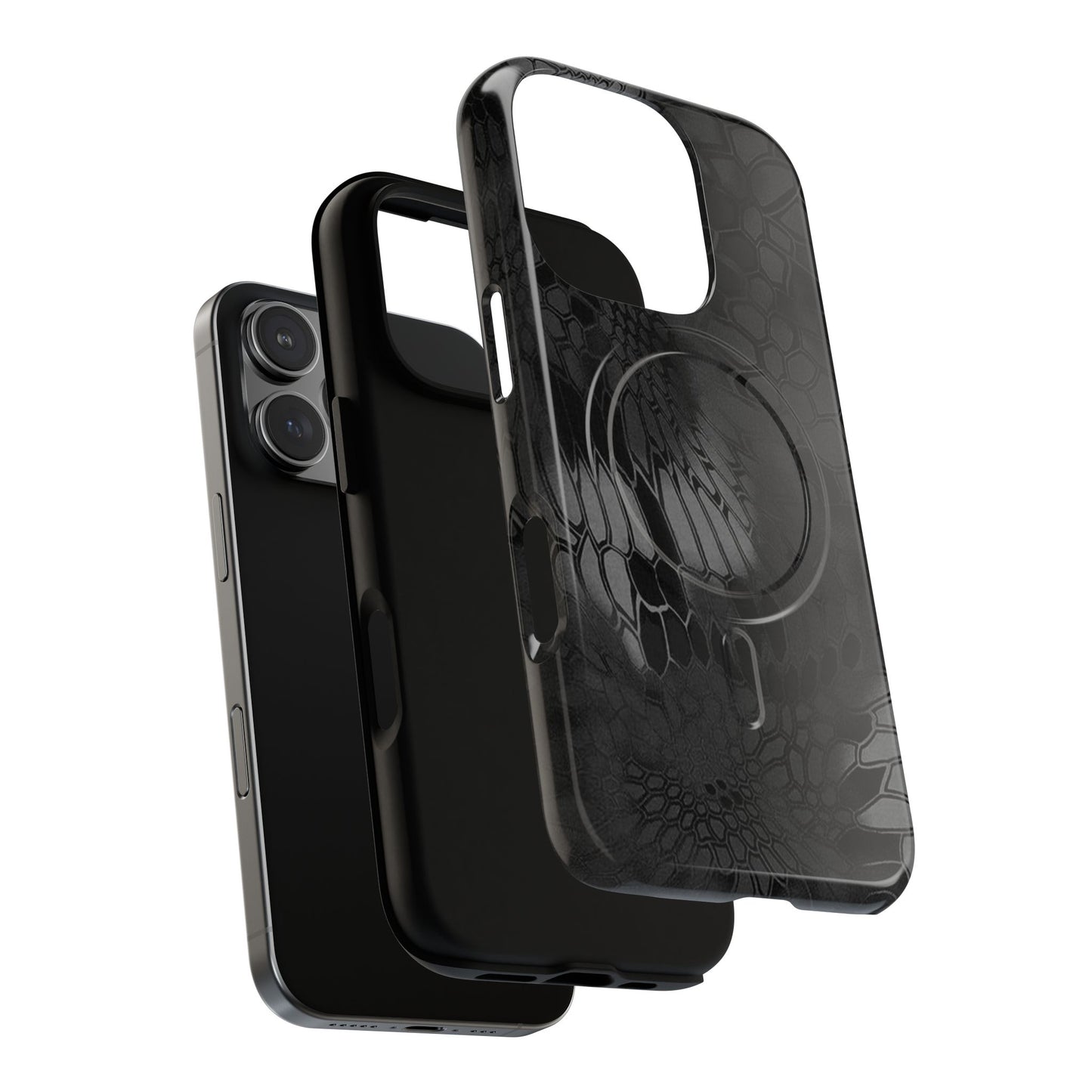 Magnetic Tough Phone Case — Black Snake Skin Protective Cover