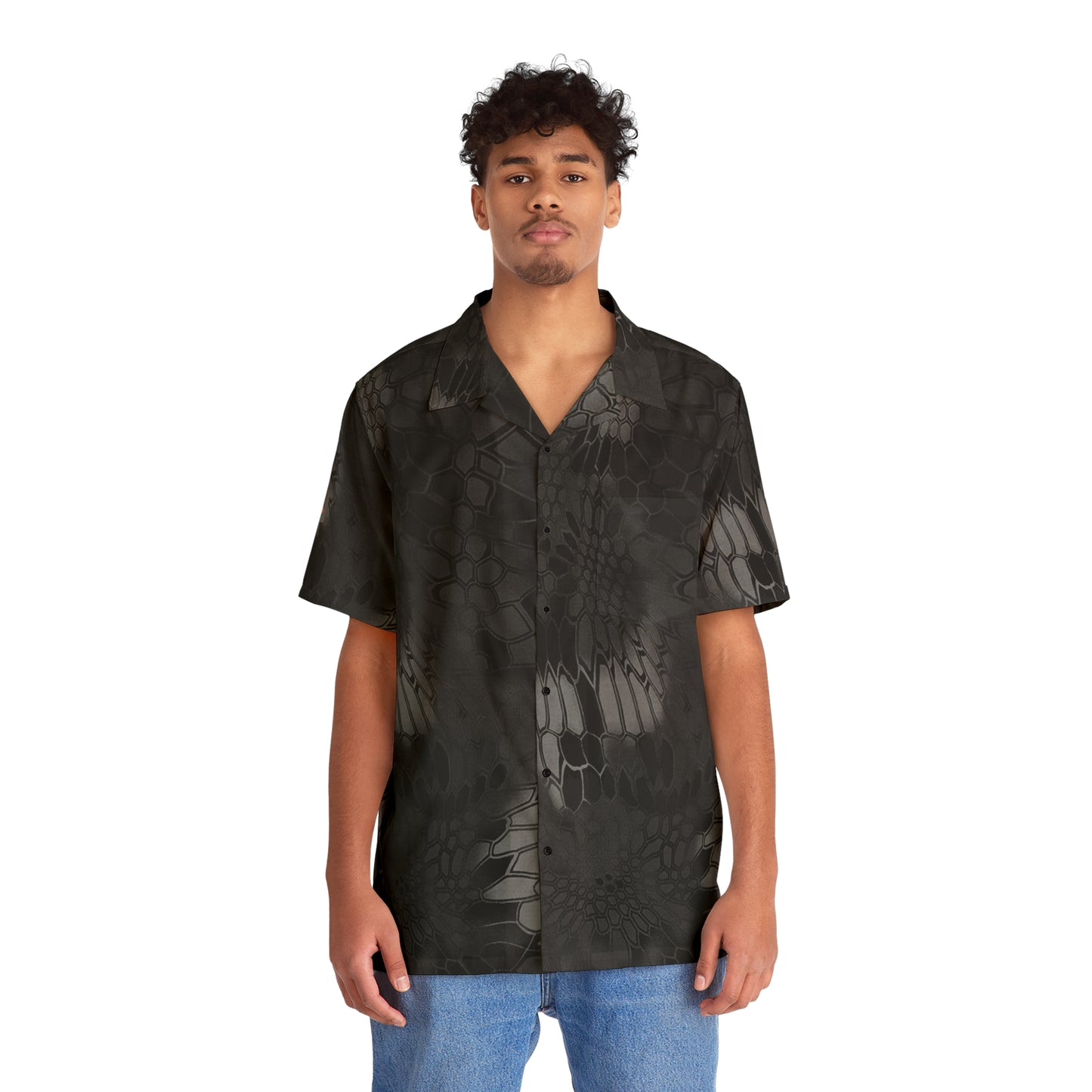 Black Gray Button Up Casual Hawaiian Shirt with Pyramid Hat Print, Sexy and Fun Lightweight Unisex Top, Ideal for Any Occasion, Beachwear,