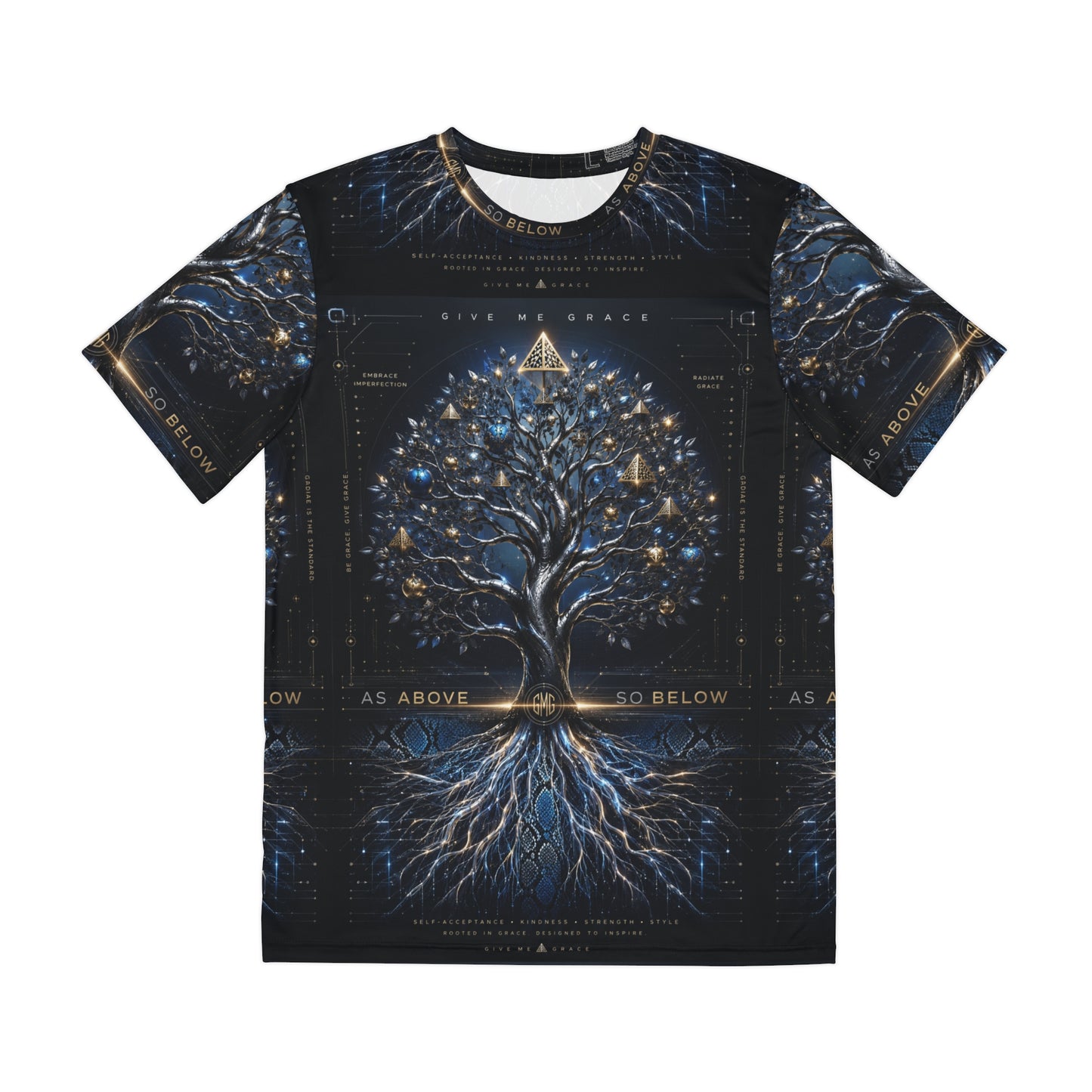 As Above So Below Golden Futuristic Snakeskin Tree Unisex Tee