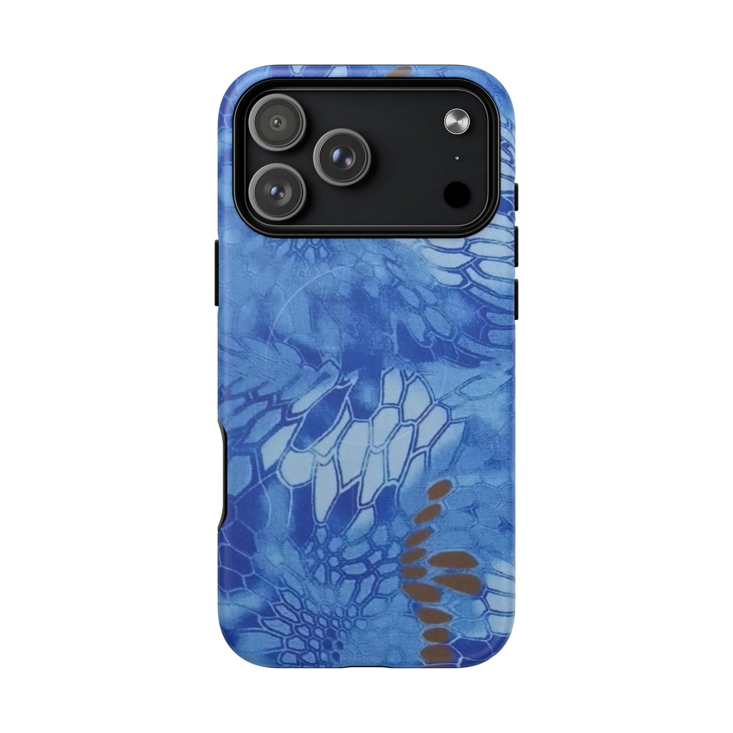Magnetic Tough Phone Case — Blue Camo Flower Snake Skin Protective Cover