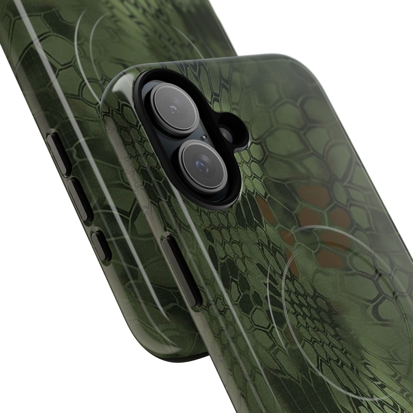 Magnetic Tough Phone Case — Green Camo Flower Snake Skin Protective Cover