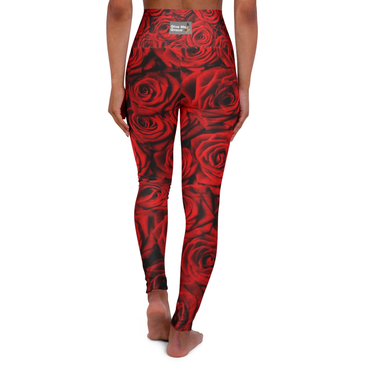 Yoga Leggings - Timeless Red Roses Print