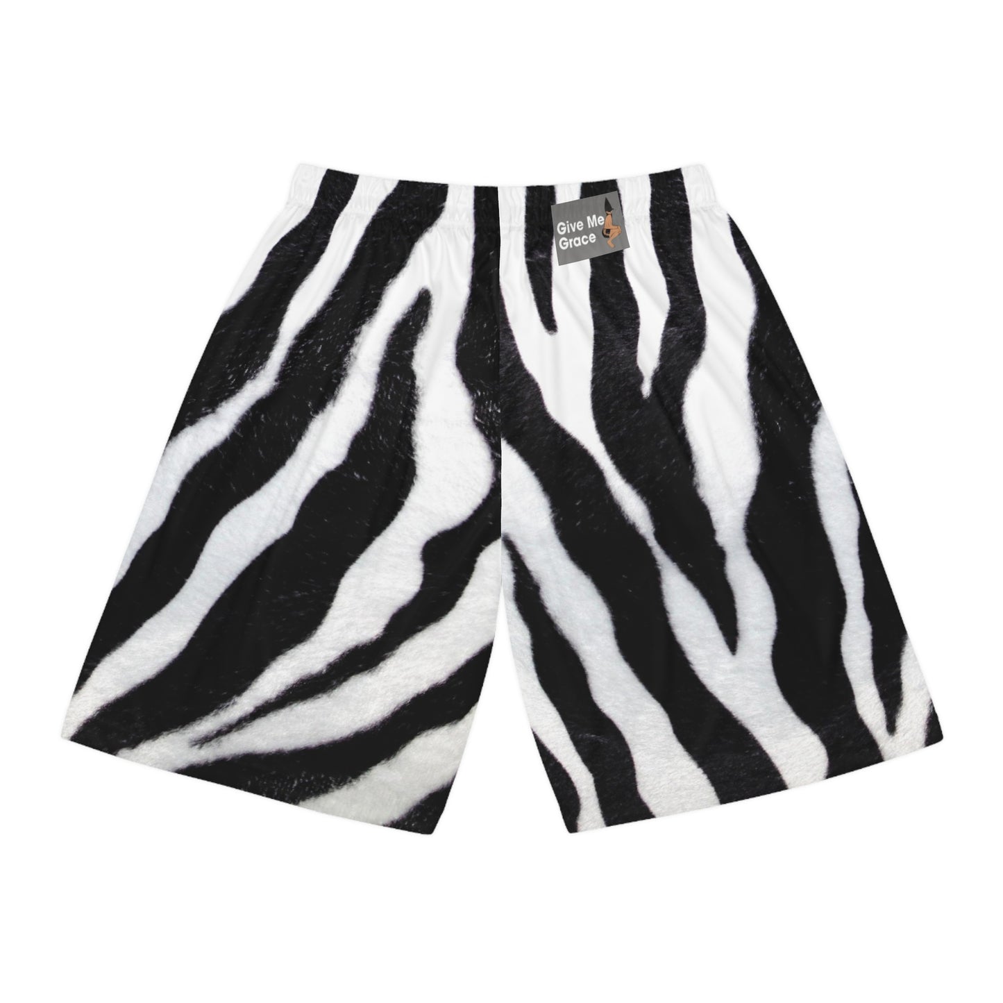 Zebra Print Trendy Basketball Shorts | Black White All-Over Print