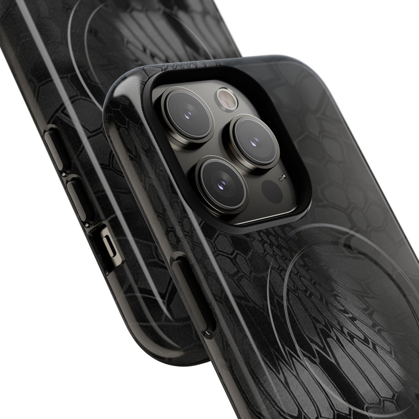 Magnetic Tough Phone Case — Black Snake Skin Protective Cover