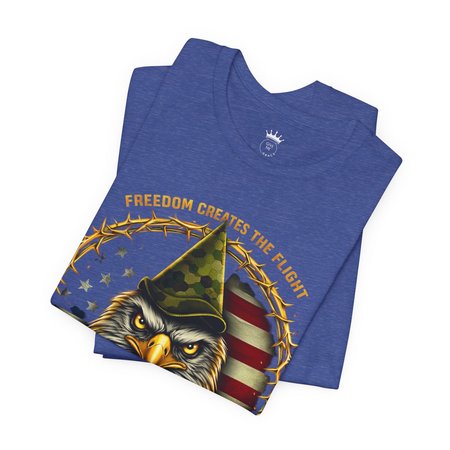 Give Me Grace Eagle design Tee | Patriotic American Flag, Military Helmet, Barbed Wire