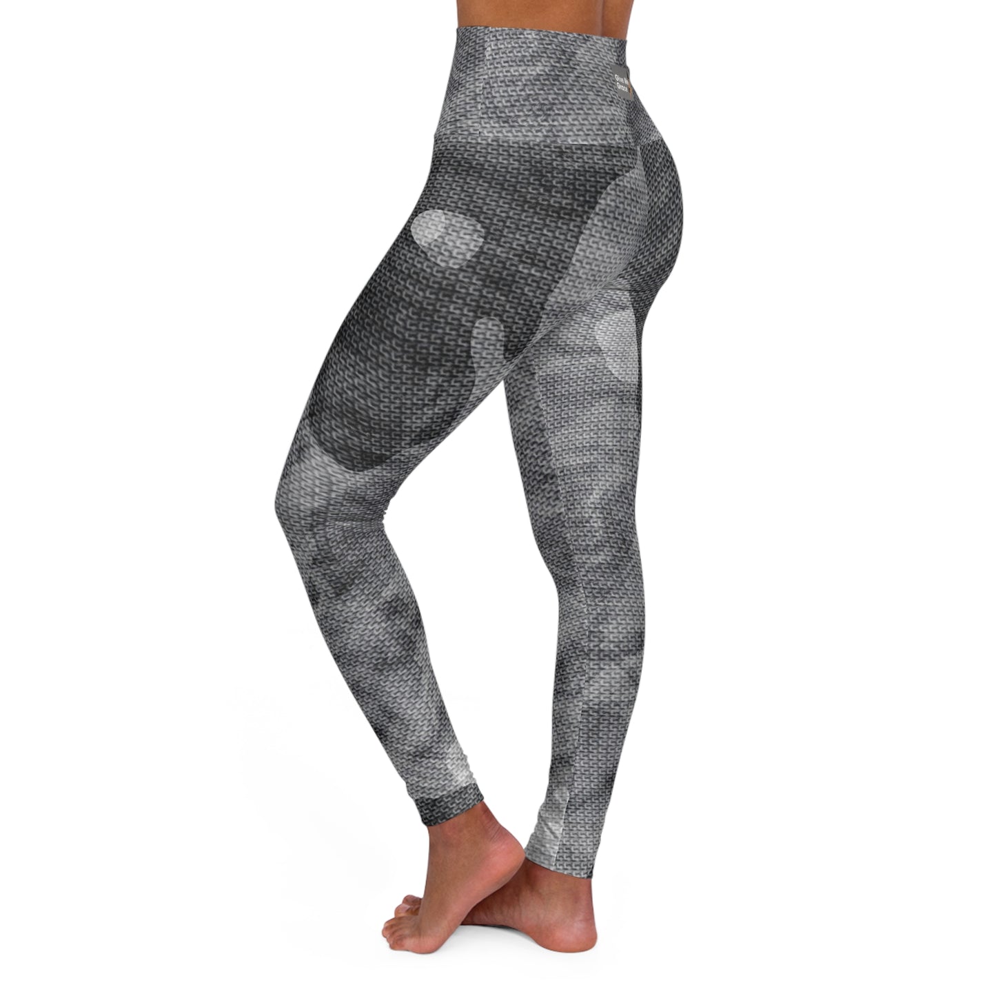 High Waisted Yoga Leggings — Grey Gray Print