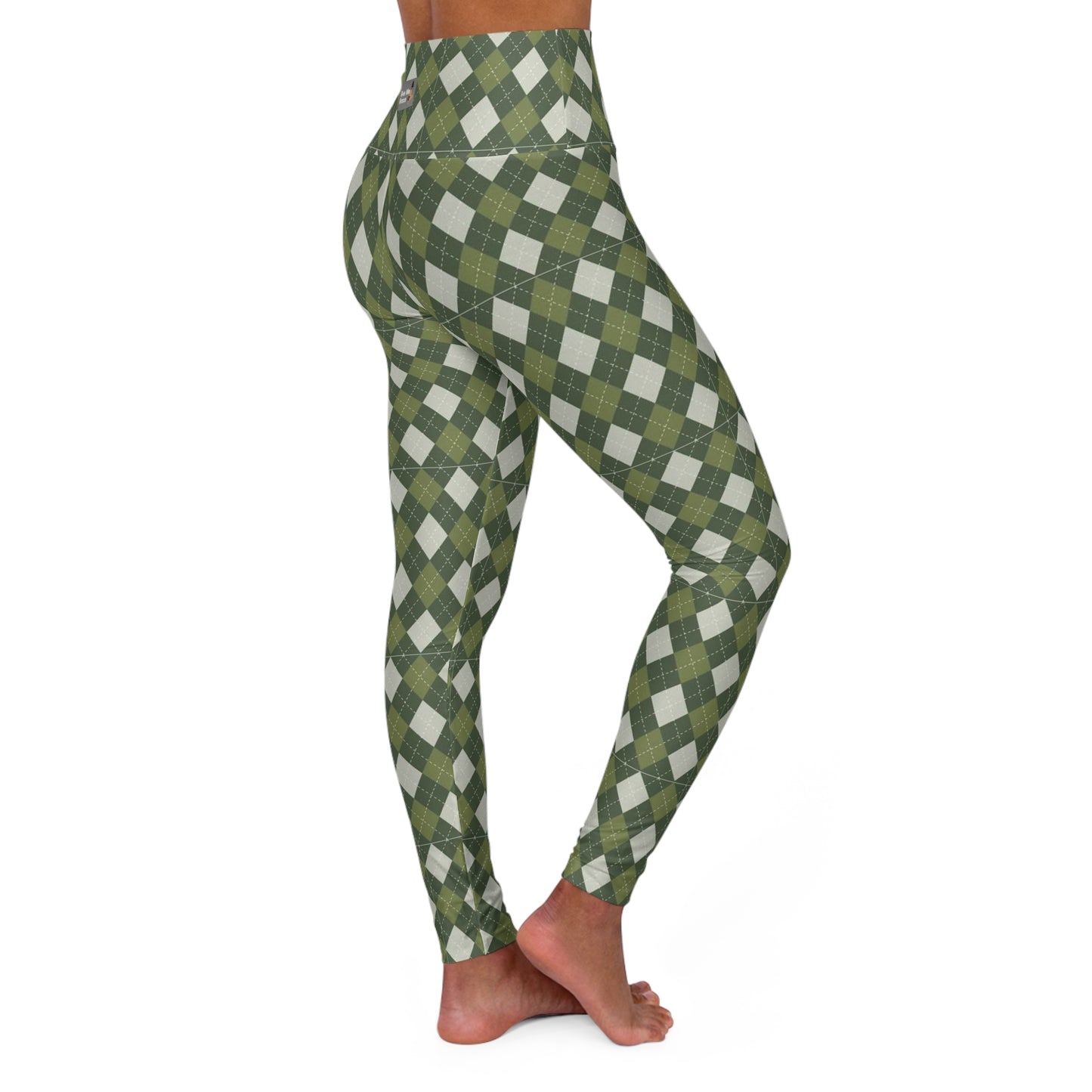 Classic Argyle - Green and Cream High-Waisted Yoga Leggings