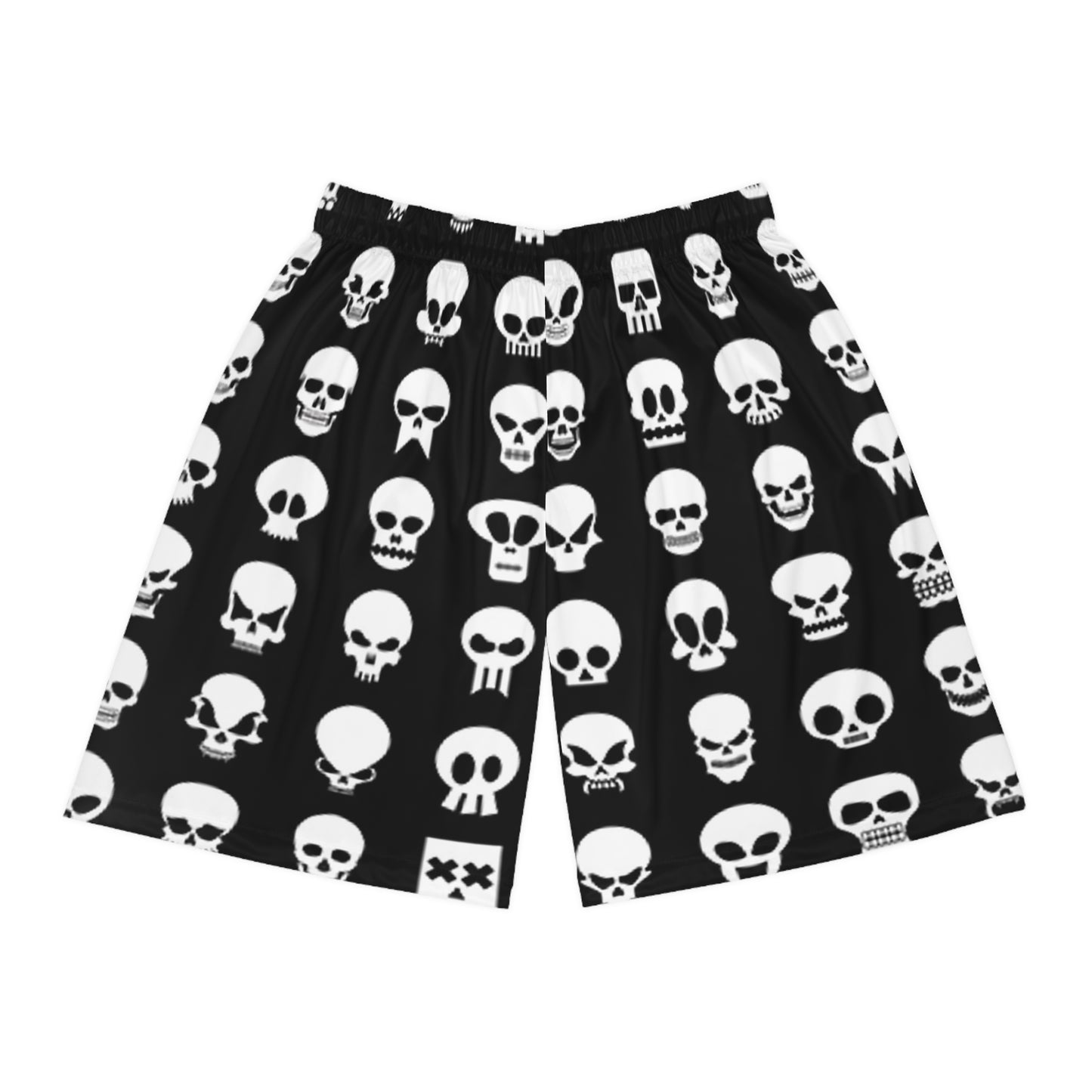 Gothic Skull Basketball Shorts — Black & White Rock 'n' Roll Style - Halloween