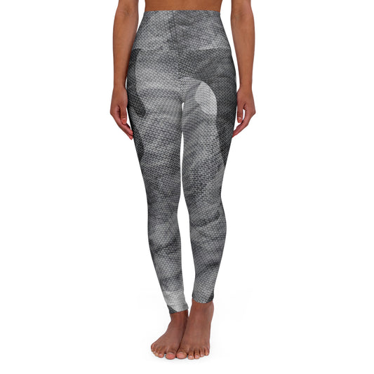 High Waisted Yoga Leggings — Grey Gray Print