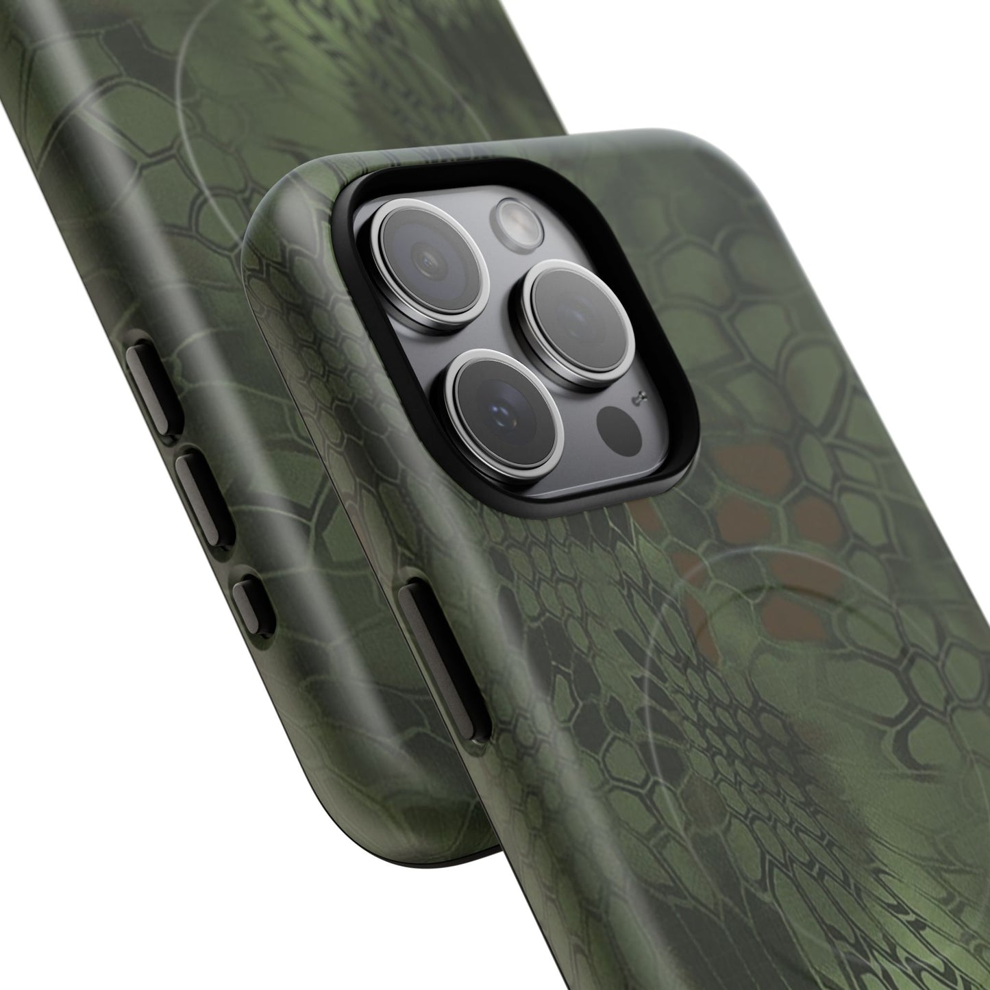 Magnetic Tough Phone Case — Green Camo Flower Snake Skin Protective Cover