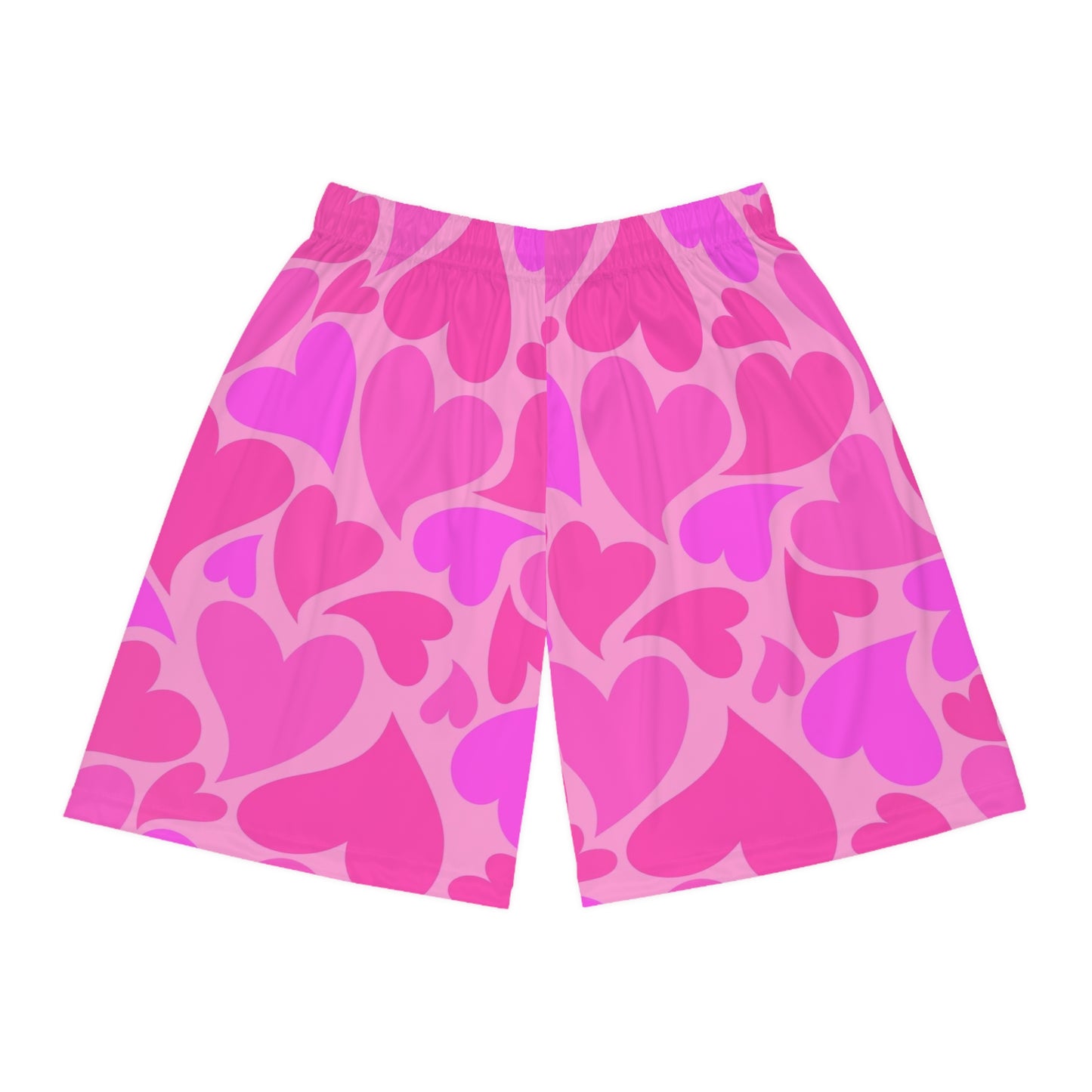 Pink Heart Basketball Shorts | Valentines Heart Print Athletic Shorts