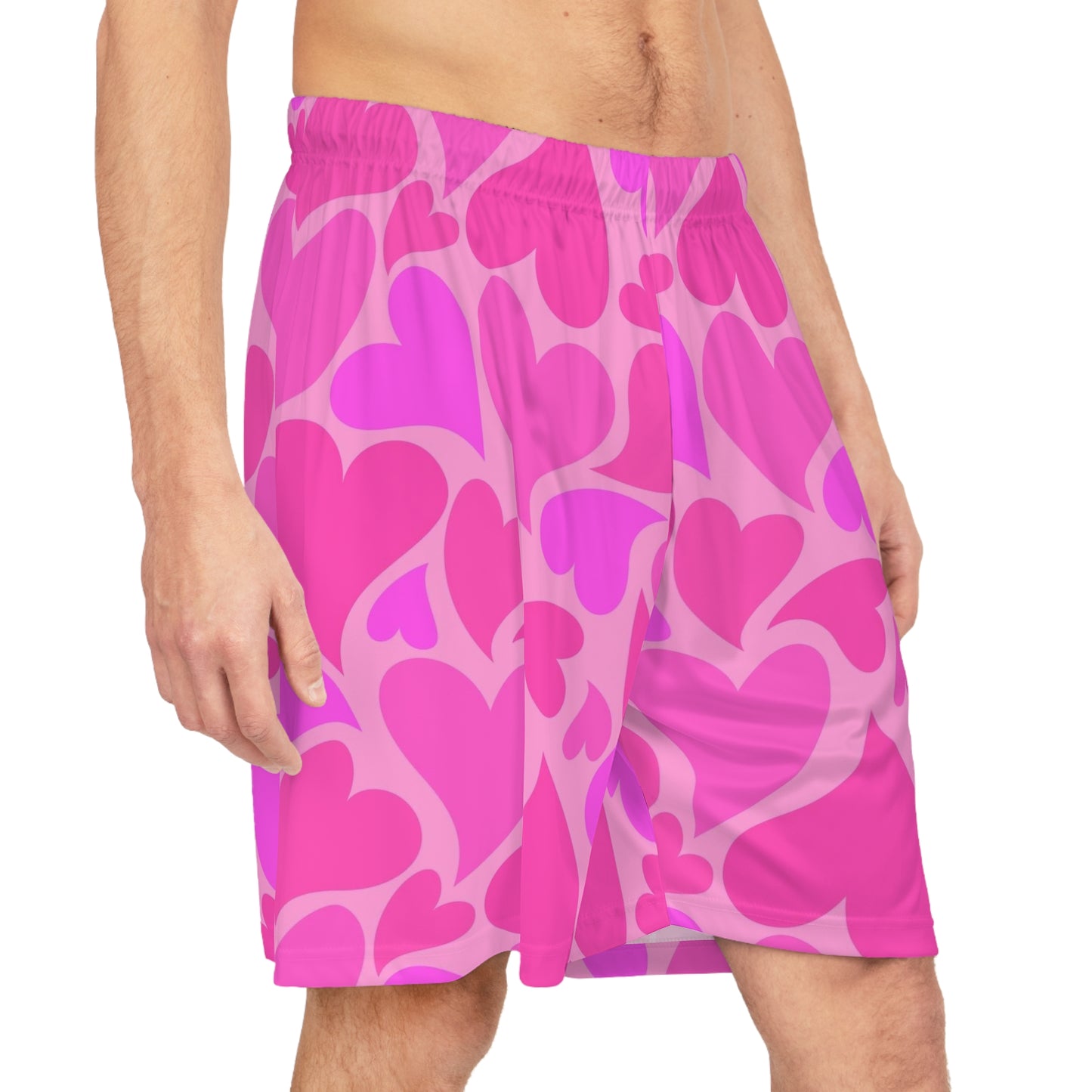 Pink Heart Basketball Shorts | Valentines Heart Print Athletic Shorts