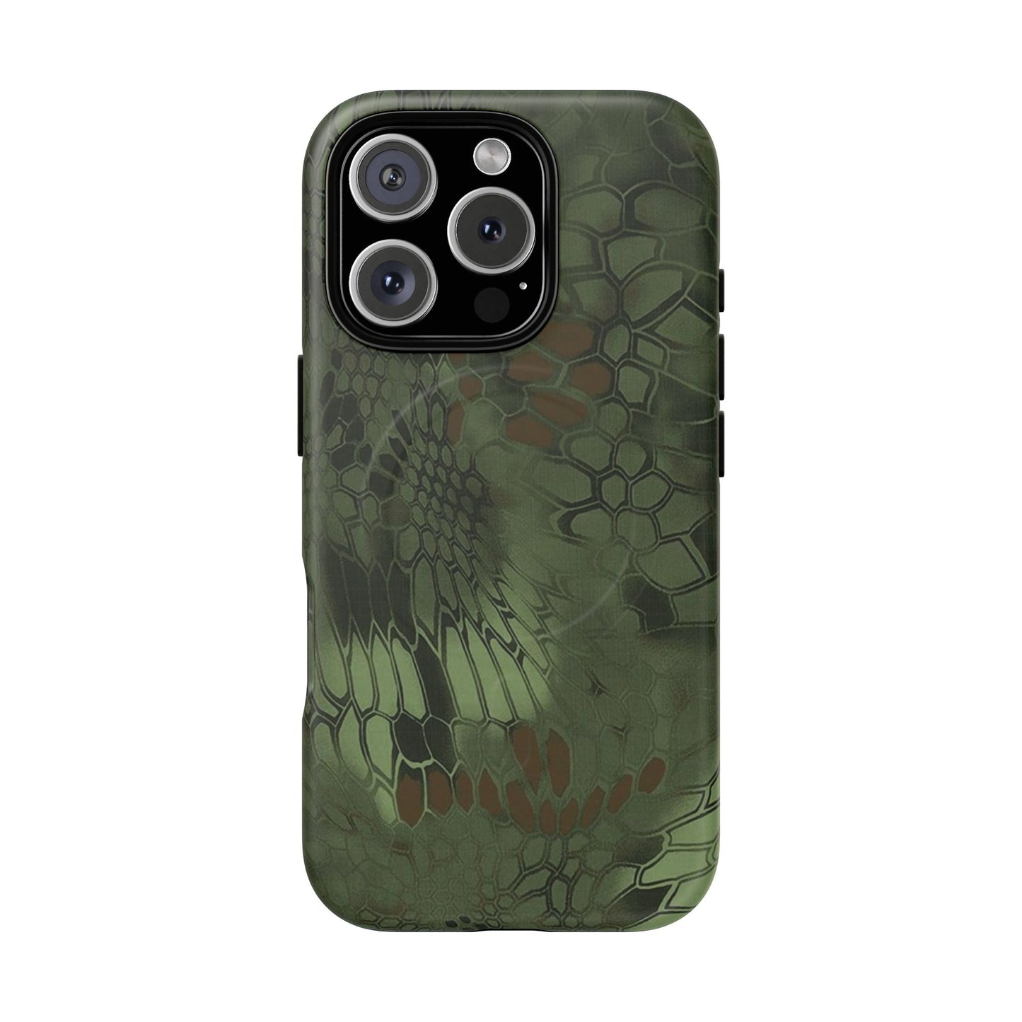 Magnetic Tough Phone Case — Green Camo Flower Snake Skin Protective Cover