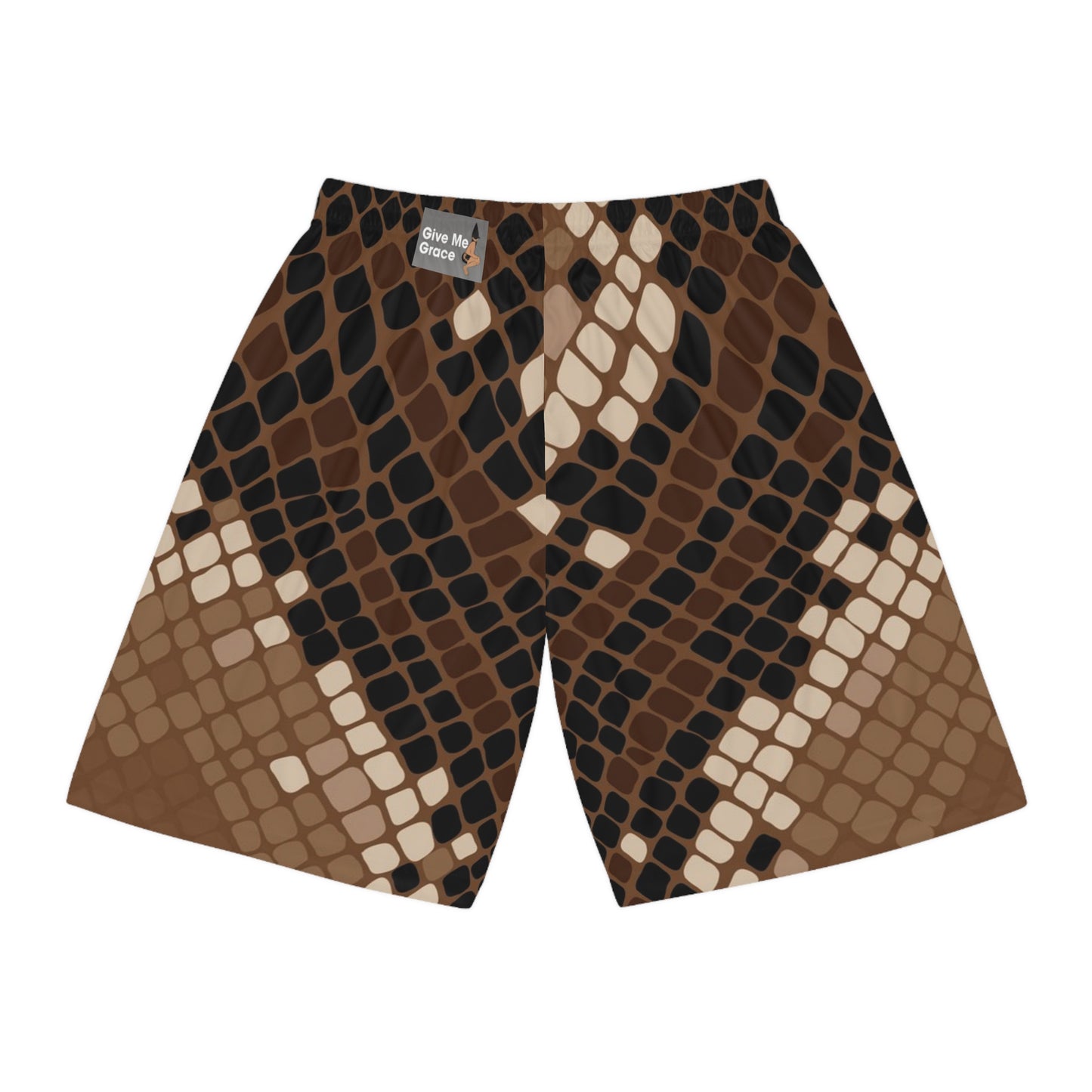 Give Me Grace Abstract Snakeskin print brown Basketball Shorts