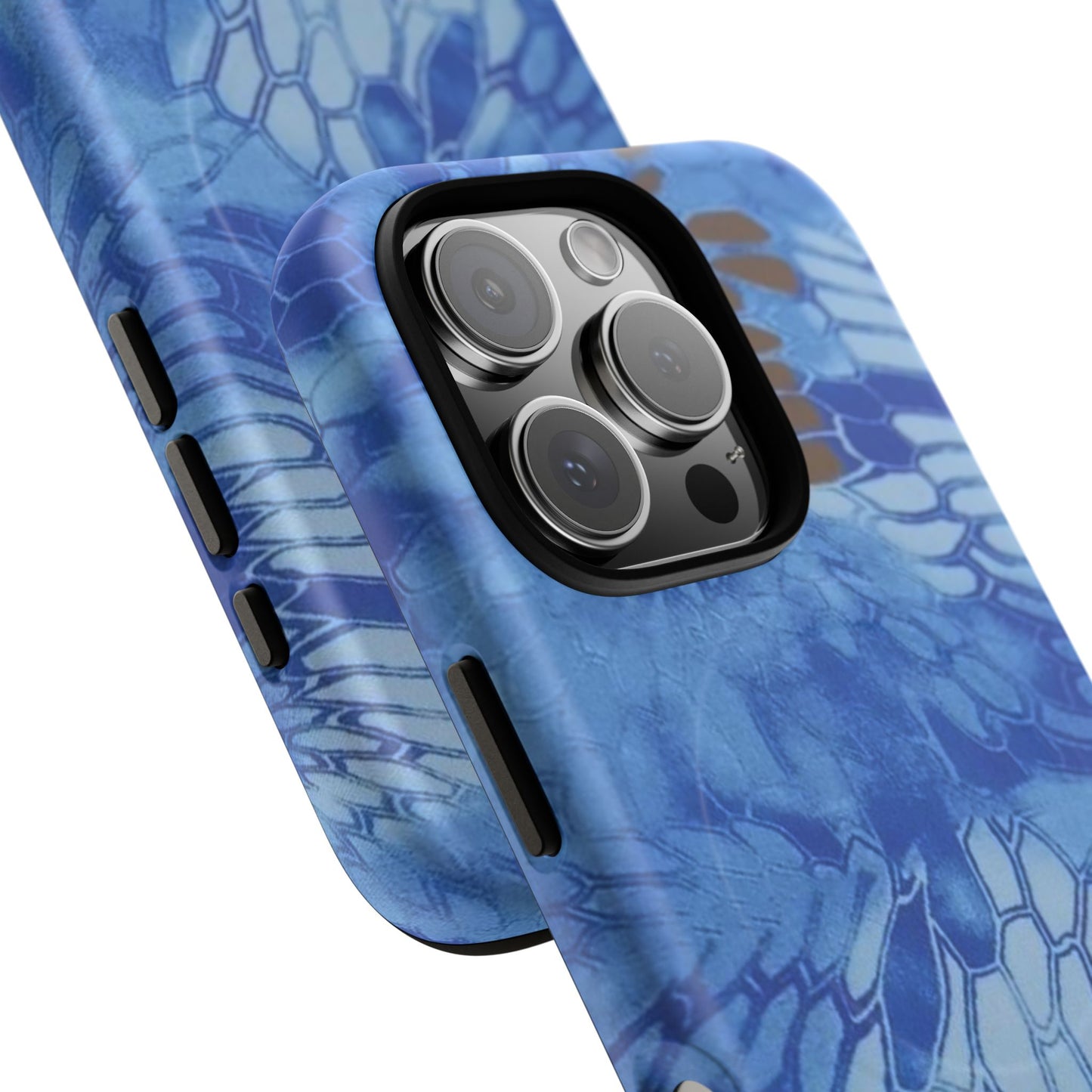 Magnetic Tough Phone Case — Blue Camo Flower Snake Skin Protective Cover