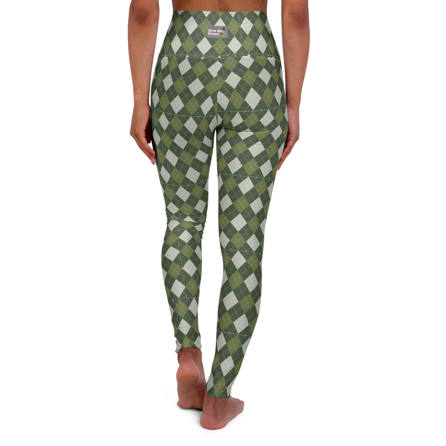 Classic Argyle - Green and Cream High-Waisted Yoga Leggings