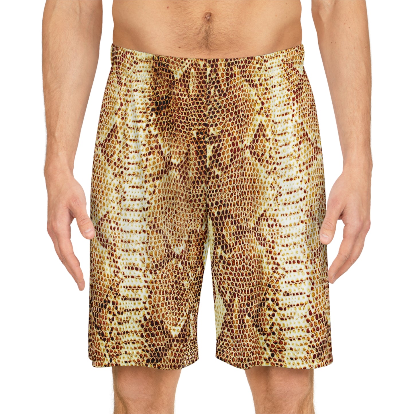 Give Me Grace brown snakeskin print Basketball Shorts
