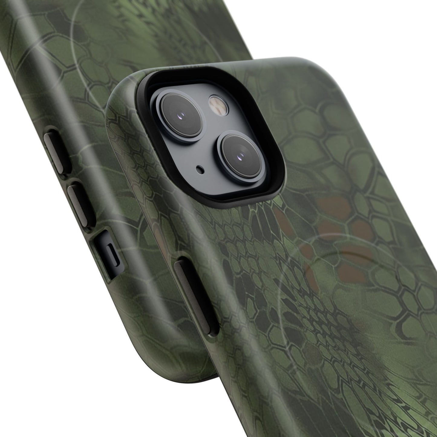 Magnetic Tough Phone Case — Green Camo Flower Snake Skin Protective Cover