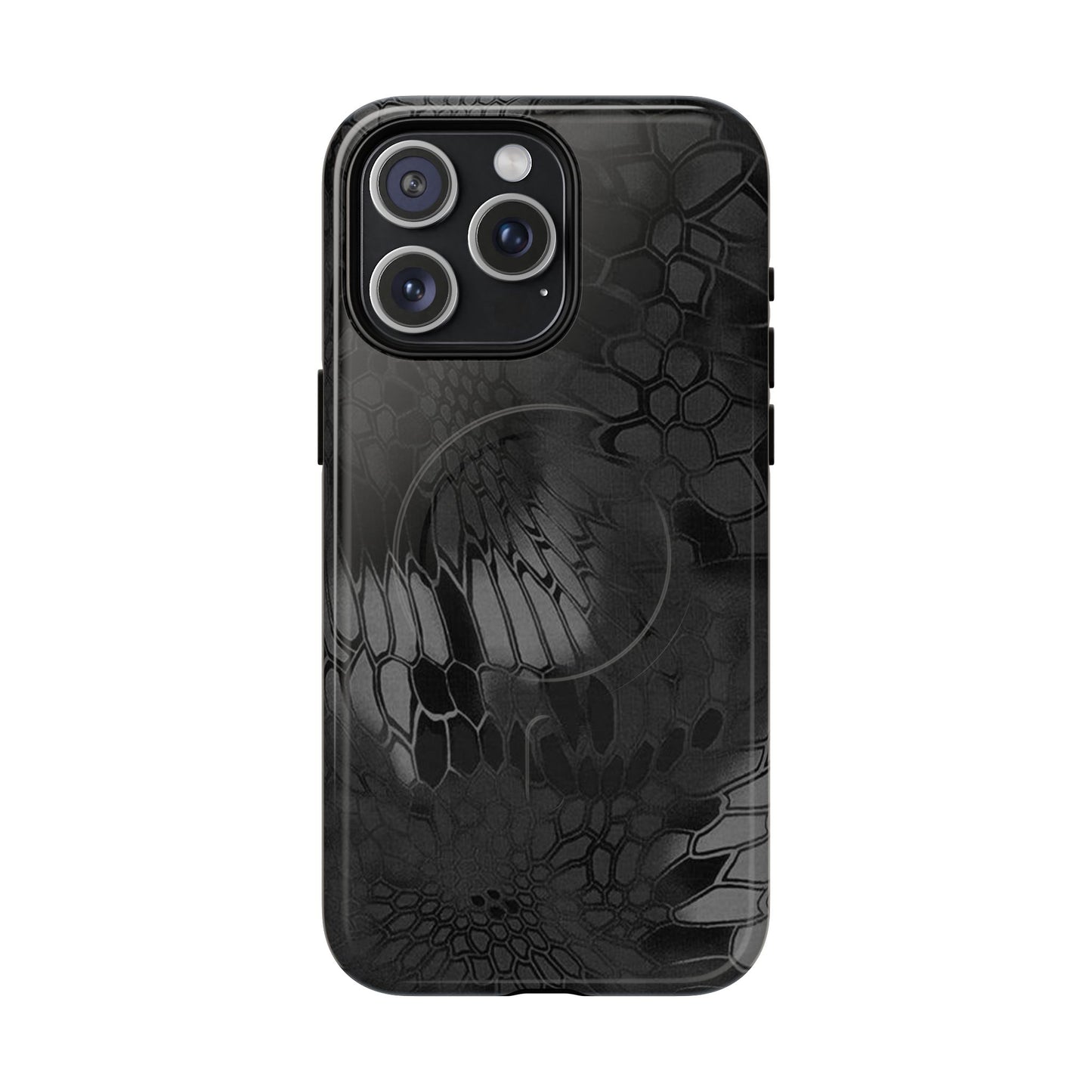 Magnetic Tough Phone Case — Black Snake Skin Protective Cover