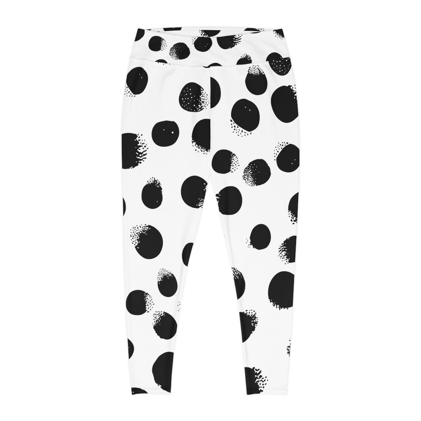 Polkadot Black & White Great Quality Stylish Leggings - Give Me Grace Signature  Print - Plus Size Up to 6X