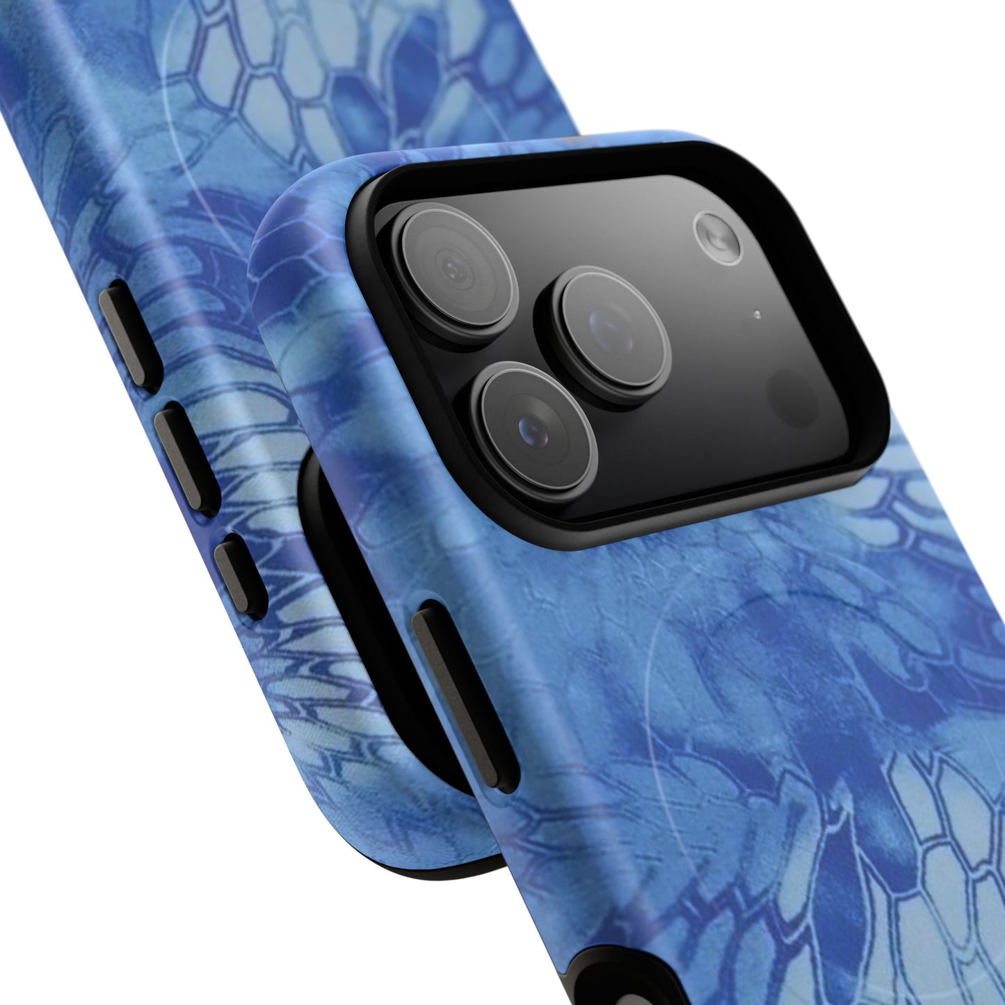 Magnetic Tough Phone Case — Blue Camo Flower Snake Skin Protective Cover