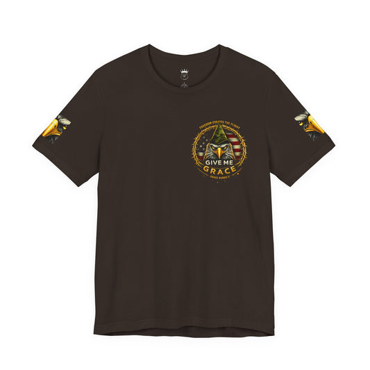 Give Me Grace Eagle design Tee | Patriotic American Flag, Military Helmet, Barbed Wire