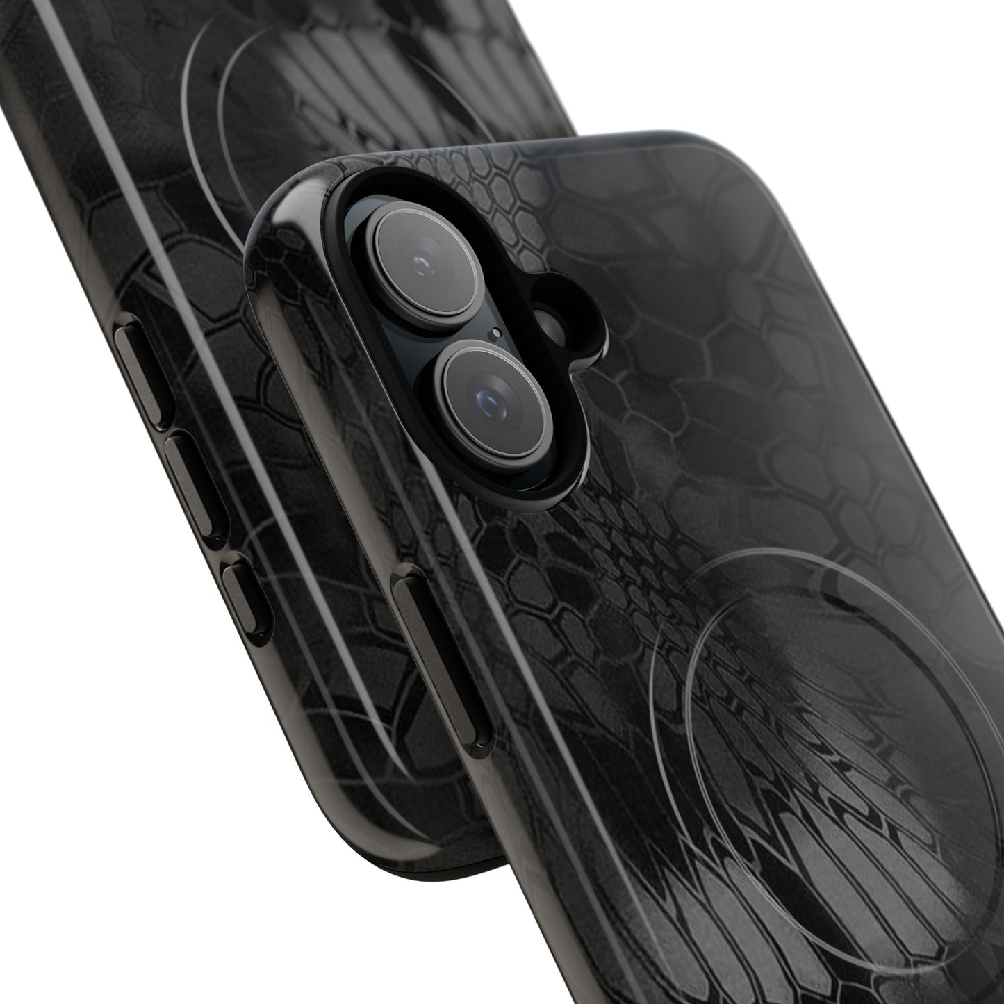 Magnetic Tough Phone Case — Black Snake Skin Protective Cover