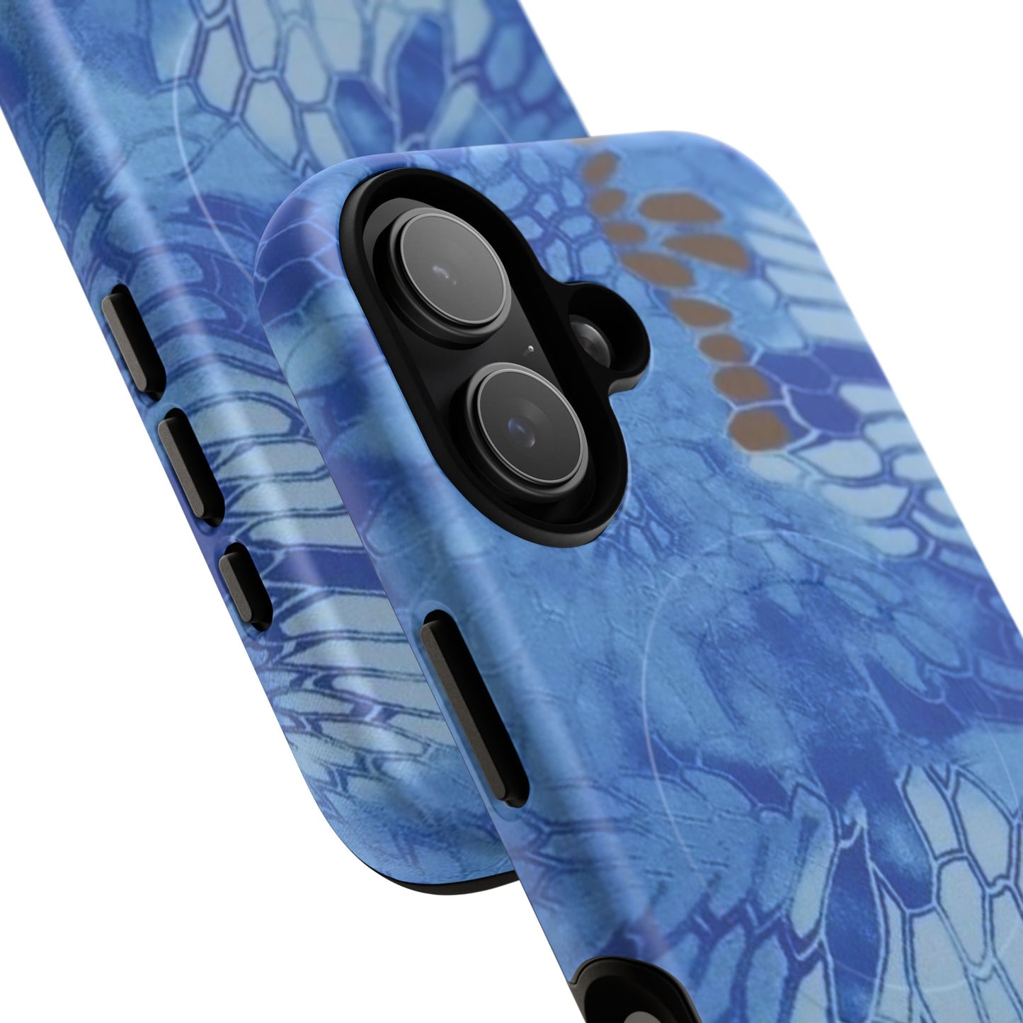 Magnetic Tough Phone Case — Blue Camo Flower Snake Skin Protective Cover