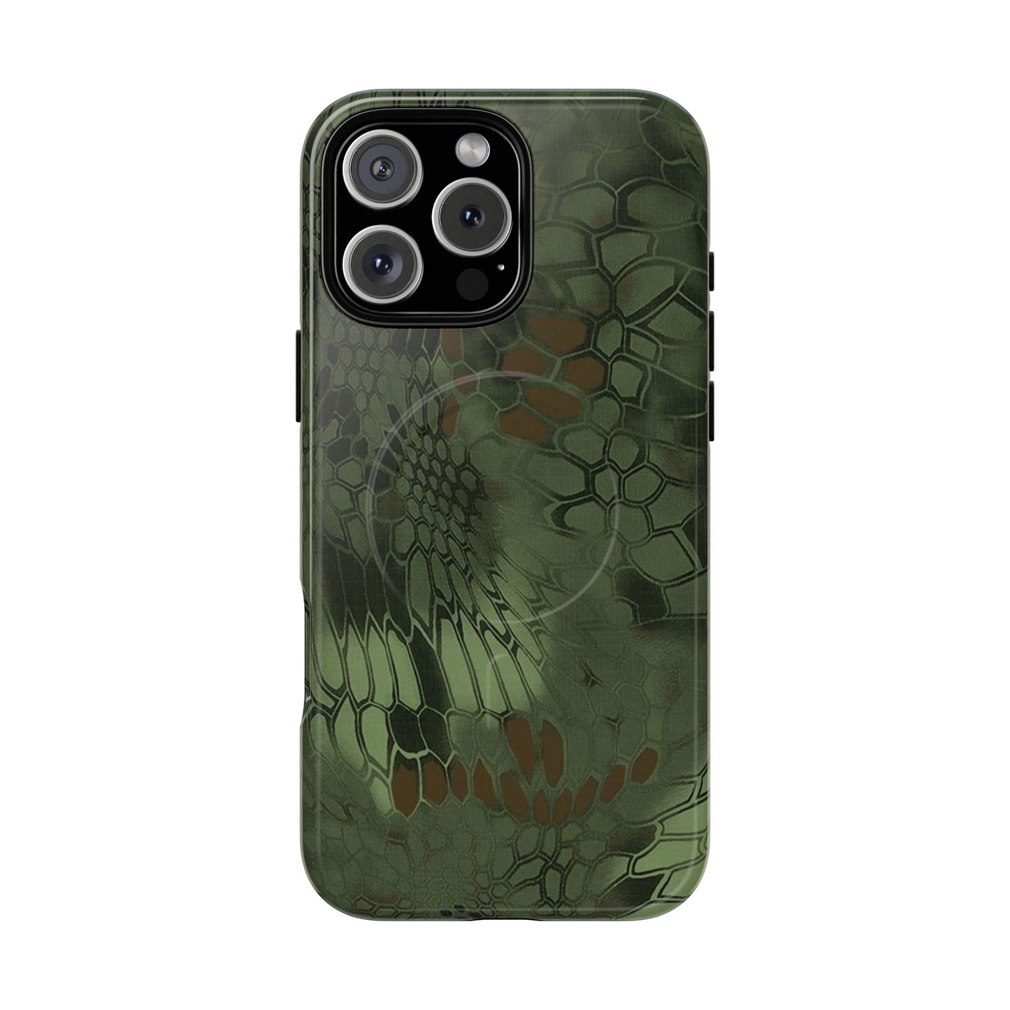 Magnetic Tough Phone Case — Green Camo Flower Snake Skin Protective Cover