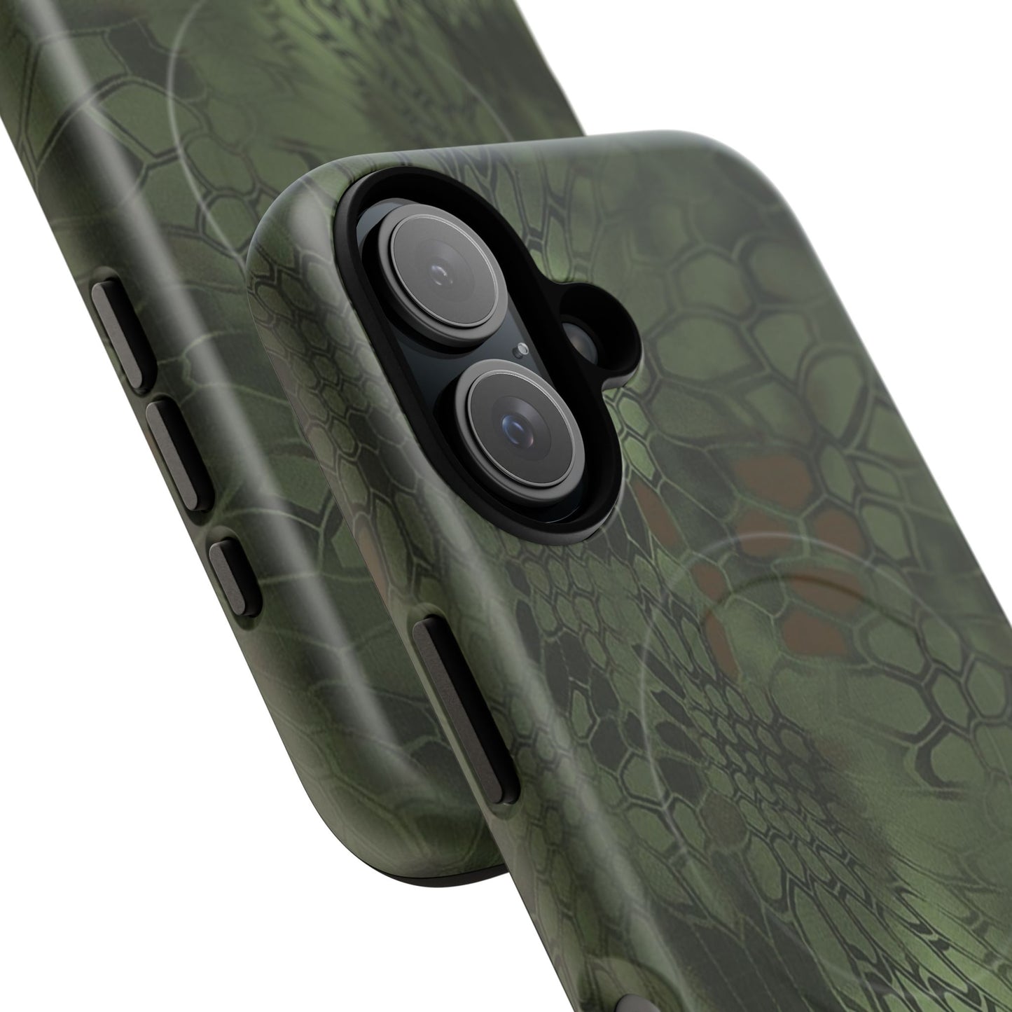 Magnetic Tough Phone Case — Green Camo Flower Snake Skin Protective Cover